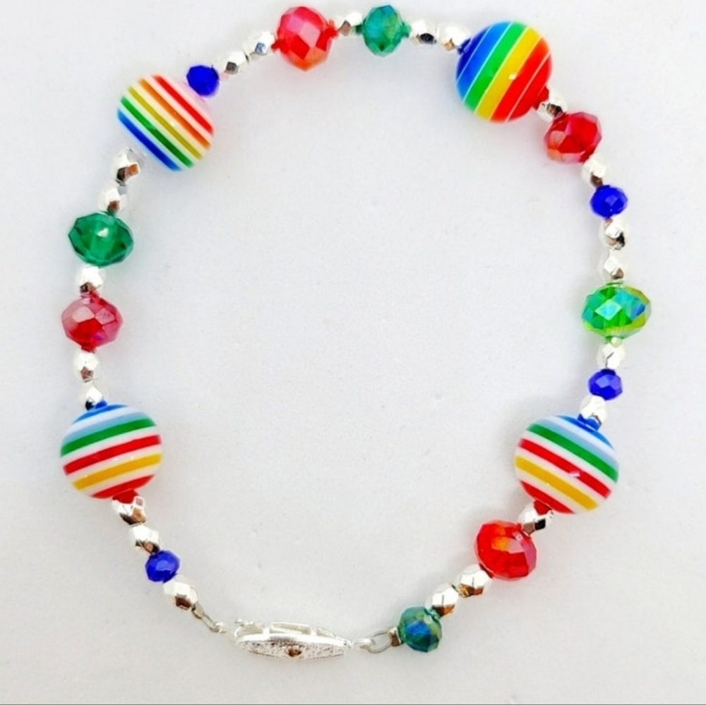 🆕️ OOAK Bright Rainbow Stripe Bracelet